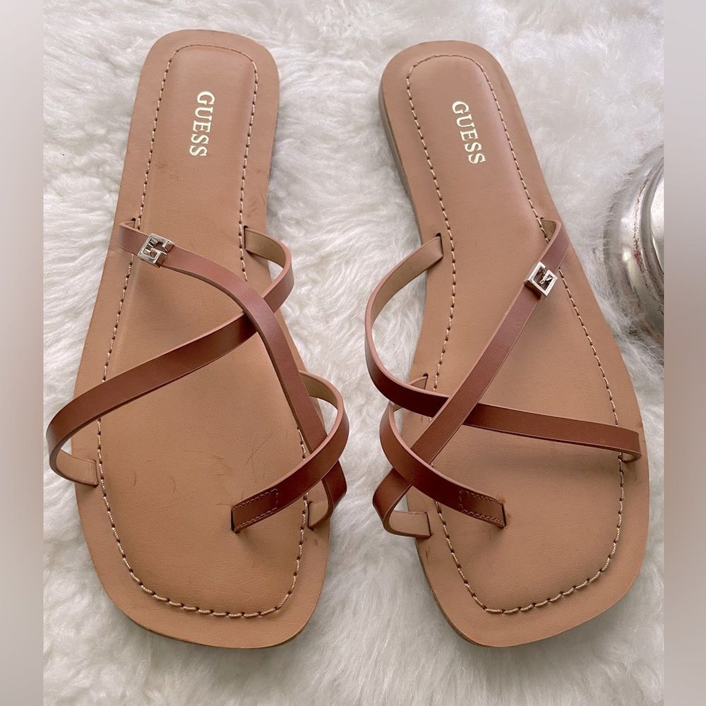 GUESS Womens Brown Strappy Corabel Sandals